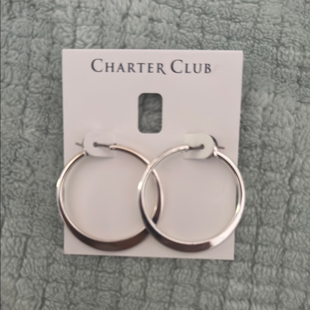 Charter Club Shiny Silver Hoop Earrings